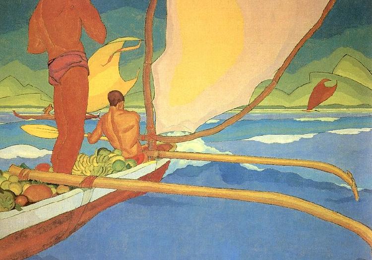 Arman Manookian Men in an Outrigger Canoe Headed for Shore France oil painting art